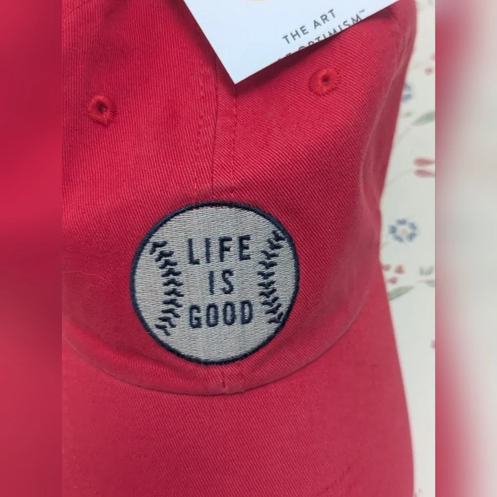 NWT Life is Good Unisex Red Baseball Cap Kids Chill M/L